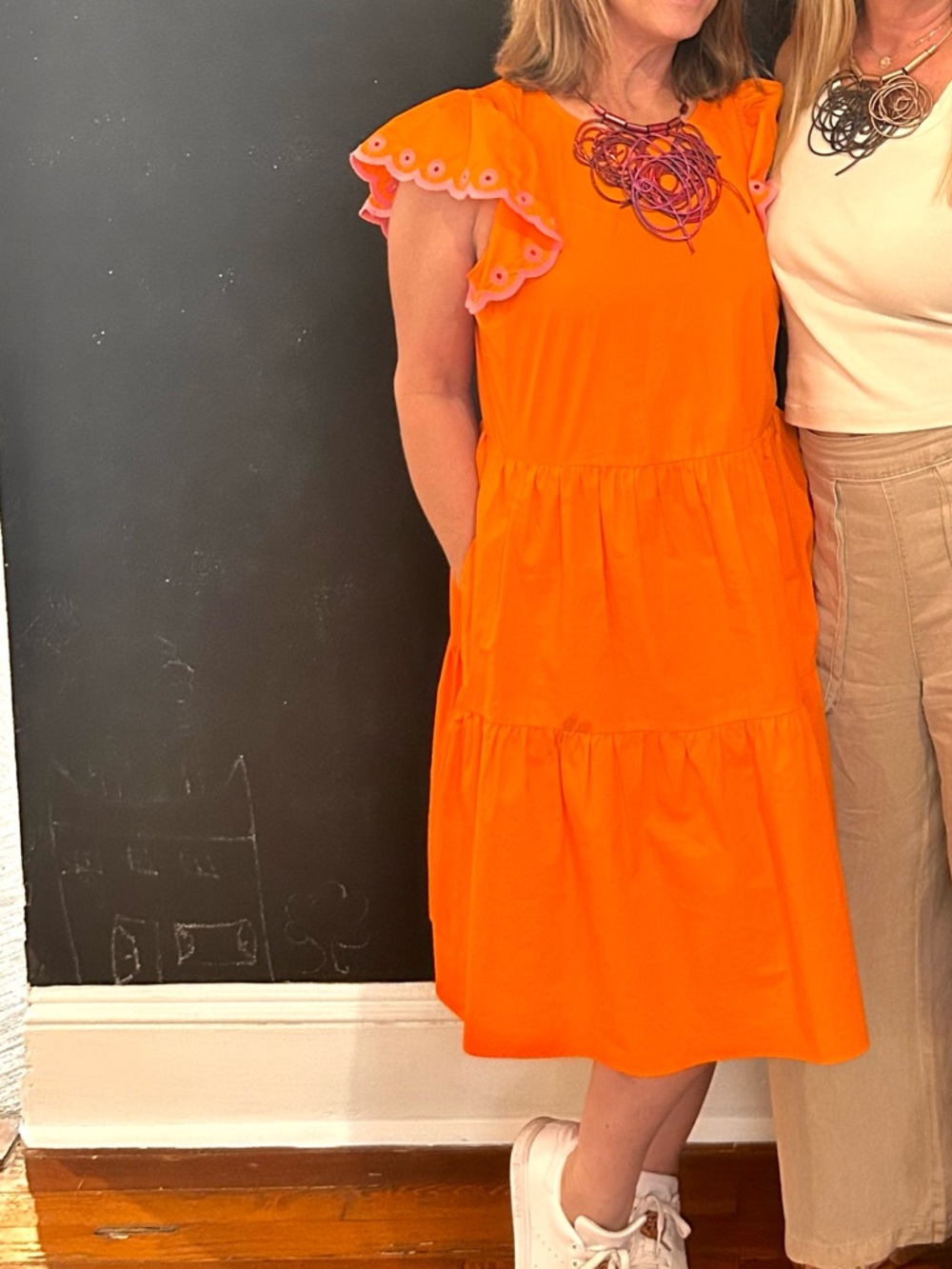 Bright Tiered Dress with Eyelet Ruffle Sleeves Rare 2021 piece *small spot